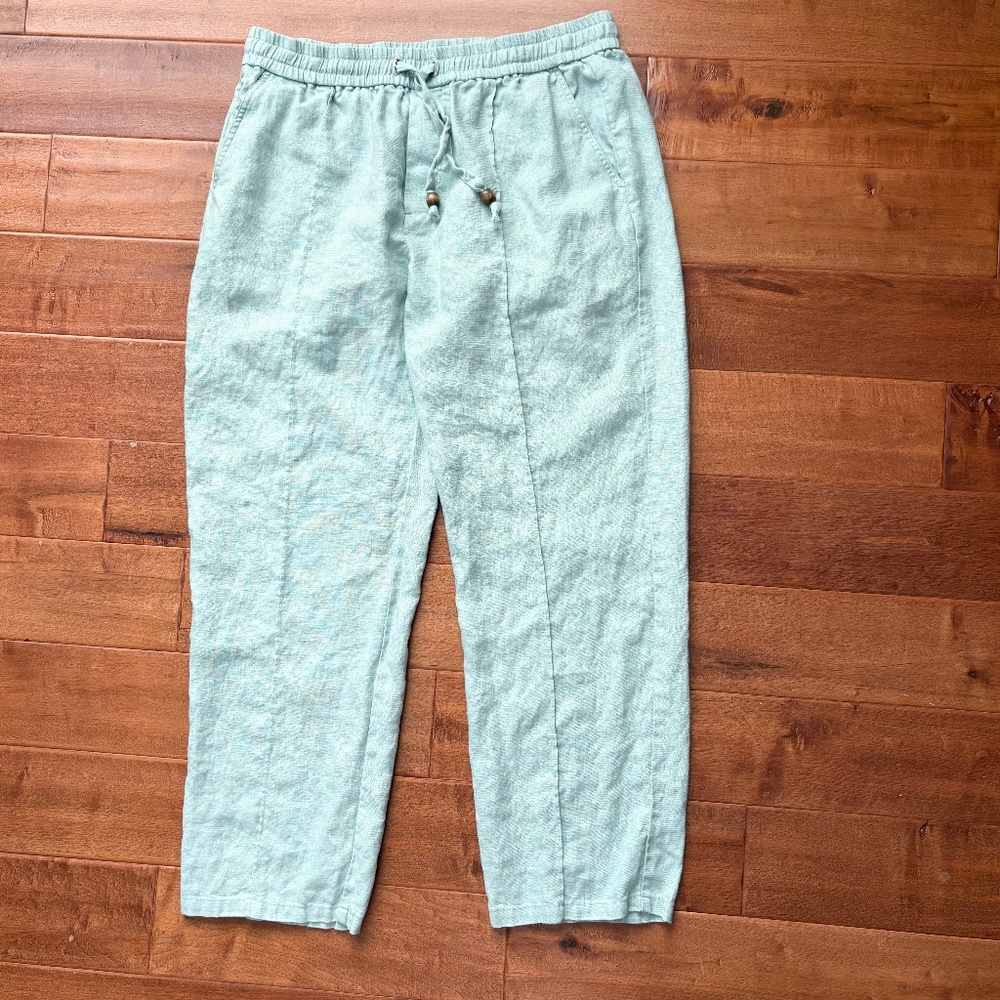 TOMBOLO Easy-Going‎ Pants (Hazy Blue  Linen) Womens XL Wide leg - Picture 7 of 15